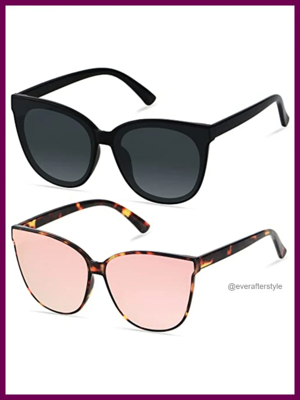 Oversized Cat Eye Sunglasses 2 Pack UV400 Vintage Shades Women